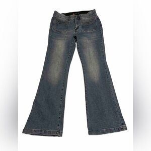 Indigo Poppy Tummy Control Flare Denim Jeans Women’s Size 12 Medium Wash